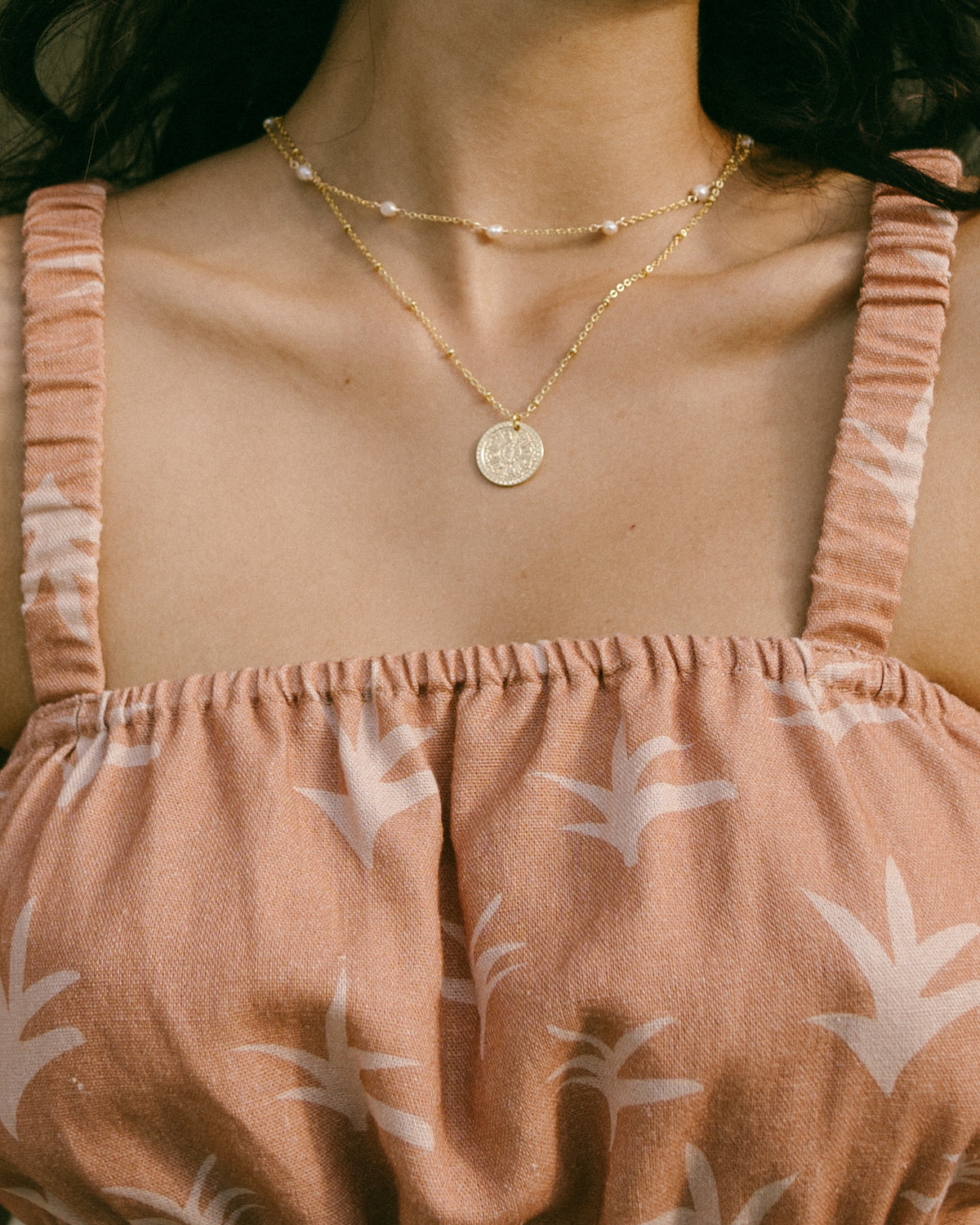 Karma necklace pendant with details - 18k gold plated necklace