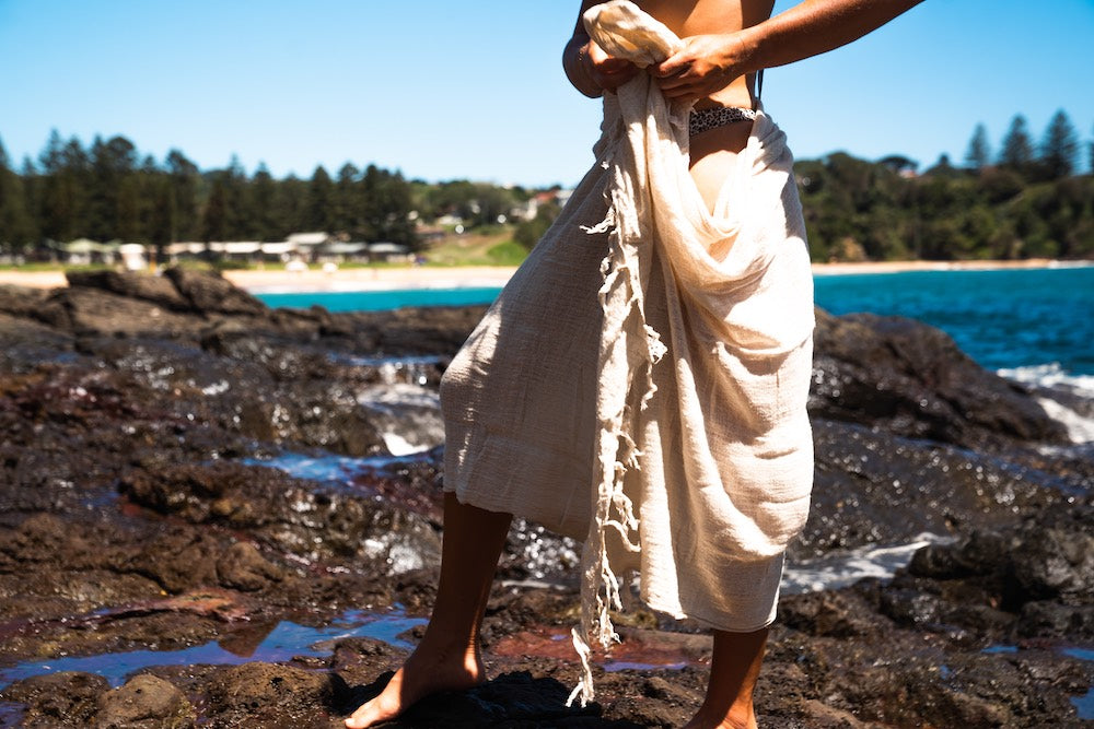 Beach cover up sarong - Malia the label - 100% ramie - Light weight luxe cover up, travel wrap or scarf