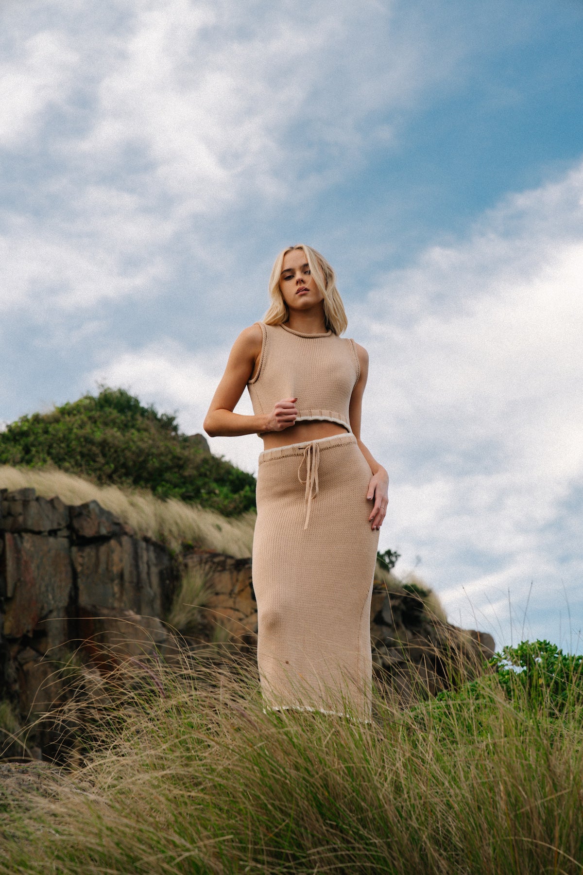 Slow Fashion Knitwear Sets | Nala Crop and skirt co-ord set | Australia Fashion Brands | Malia The Label