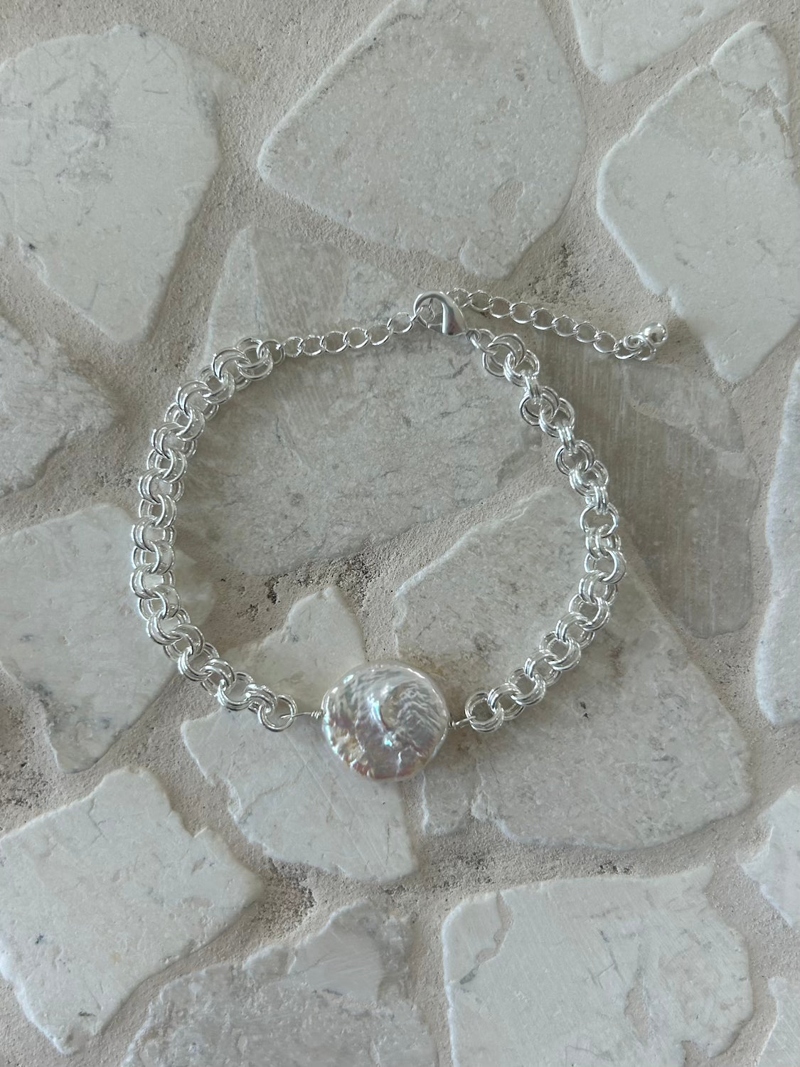 Sea-Foam Bracelet - Sterling Silver Plated Bracelet - Malia The Label