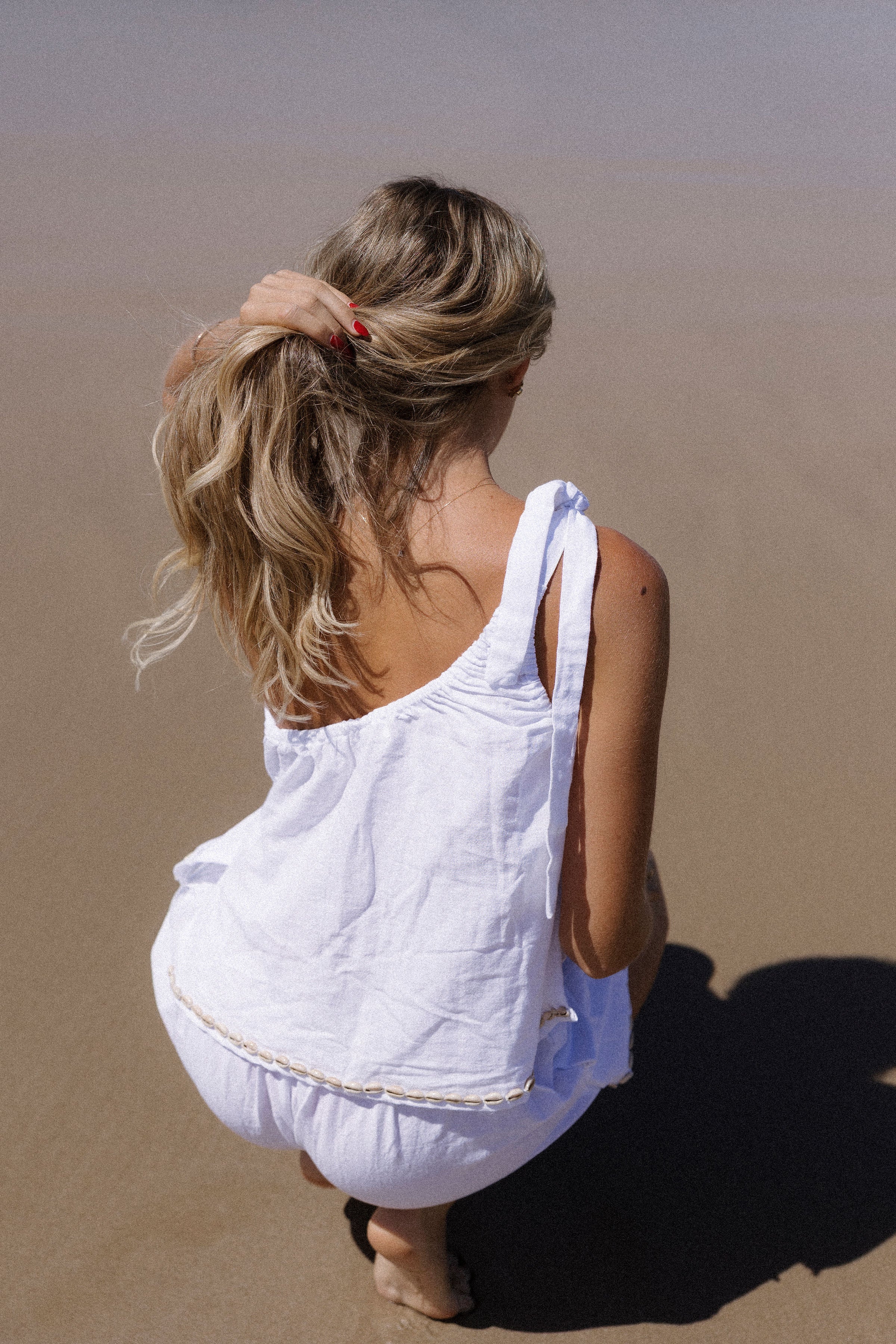 Malia the label one should tie up top - Coralie set - Linen bamboo clothing - Cowrie shell details on clothing