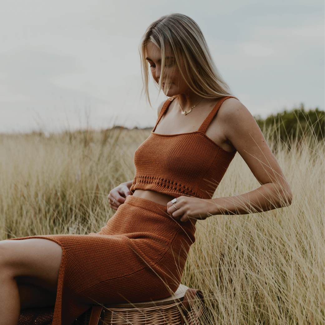Mae Knit Set Rust - 100% natural cotton - sustainable fashion