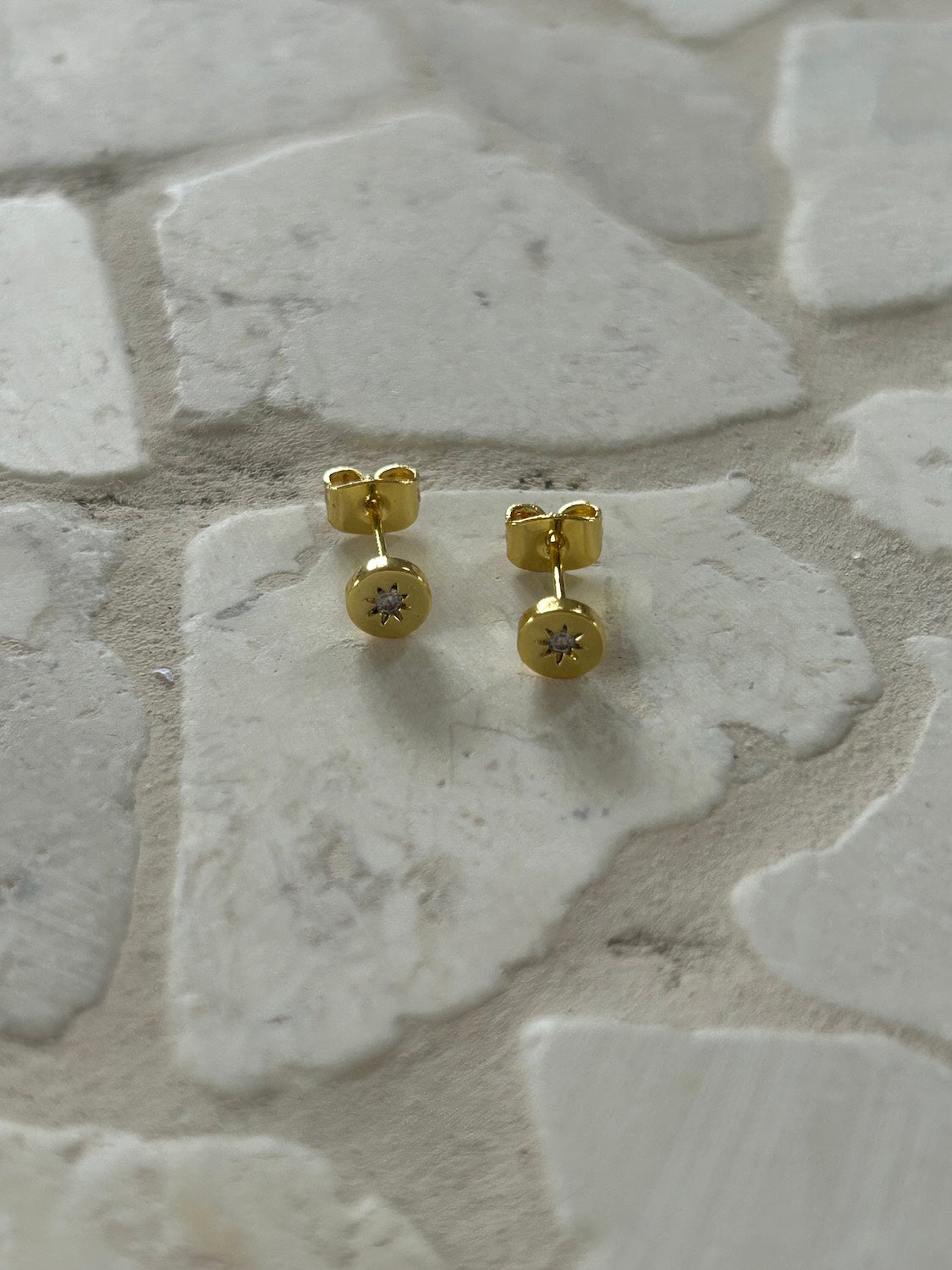 Asteria Earrings - 18k gold plated studs with star shaped rhinestone - Malia Jewellery
