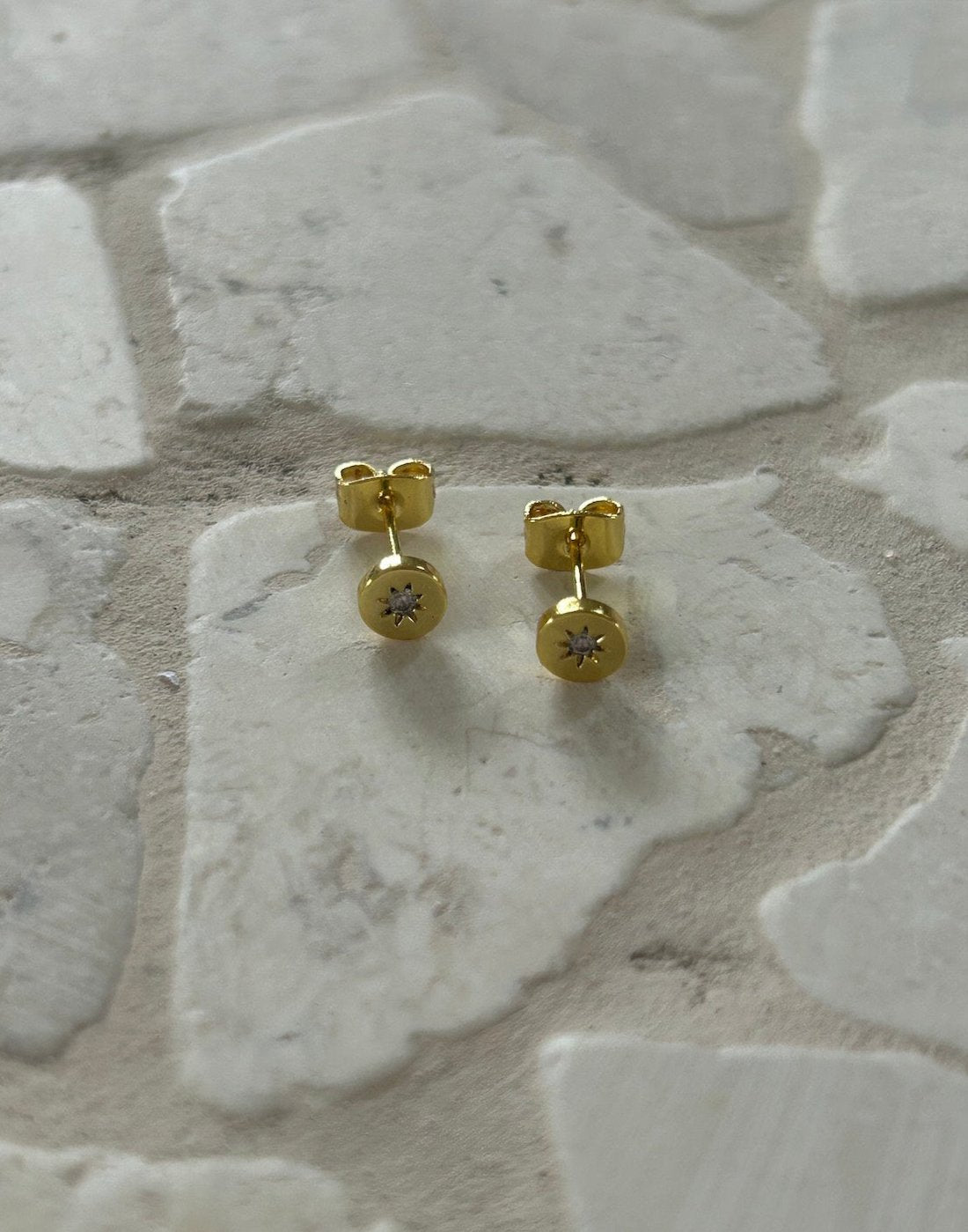 Asteria Earrings - 18k gold plated studs with star shaped rhinestone - Malia Jewellery