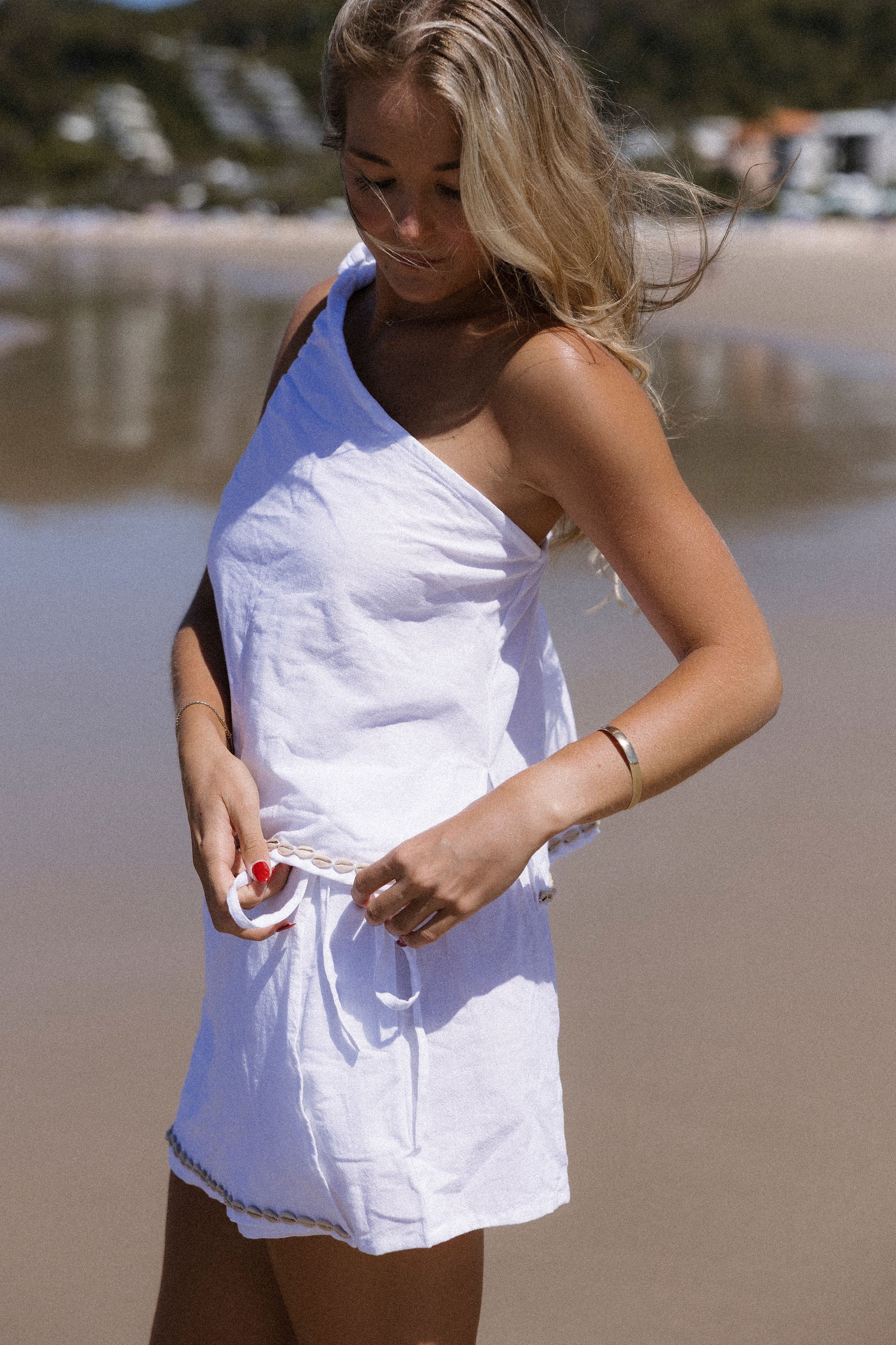 Skort set by Malia the label - linen bamboo with shell detailed clothing design