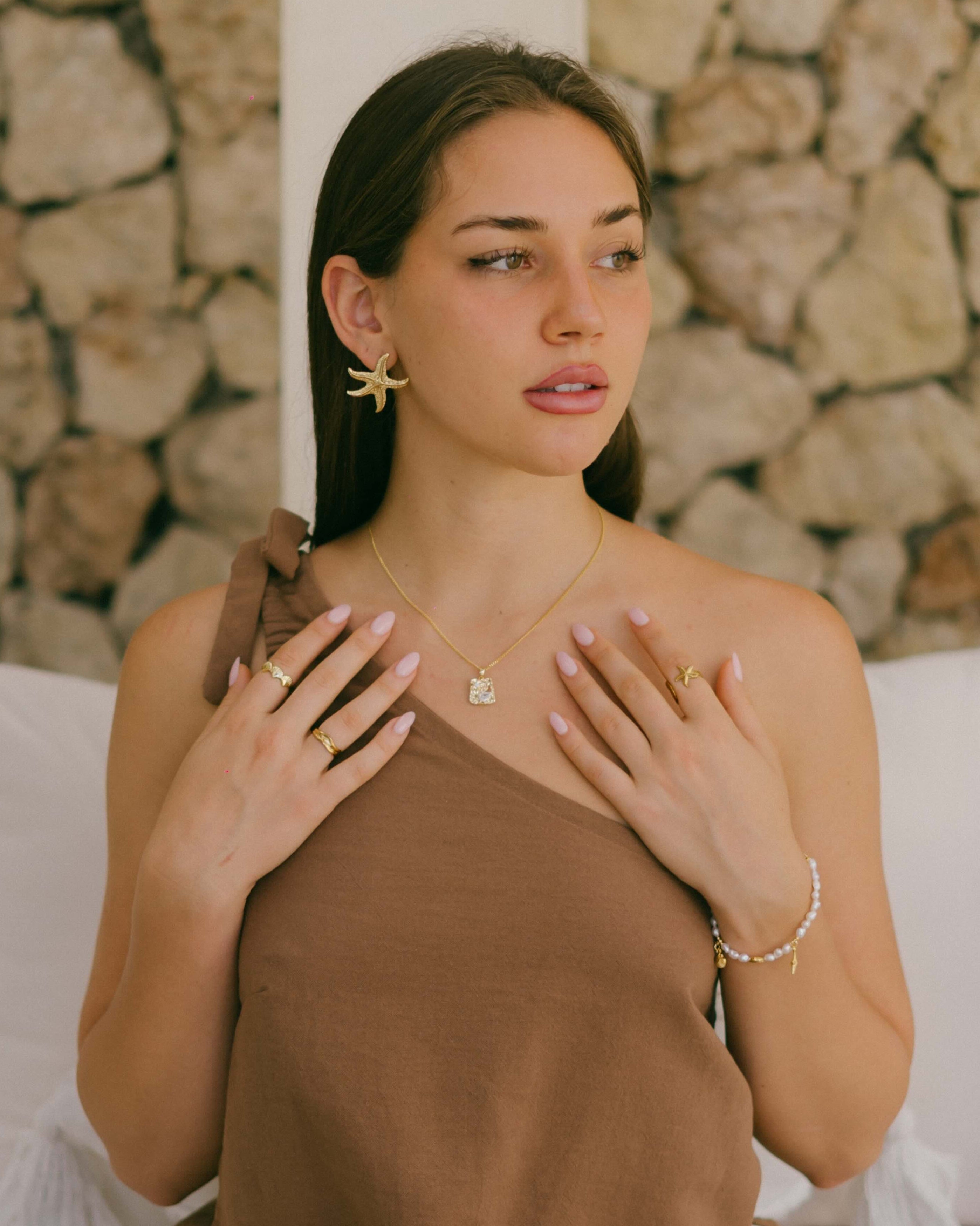 Malia the label jewellery for everyday staple and statement wear - shop the Solea necklace a timeless staple perfect for layering.