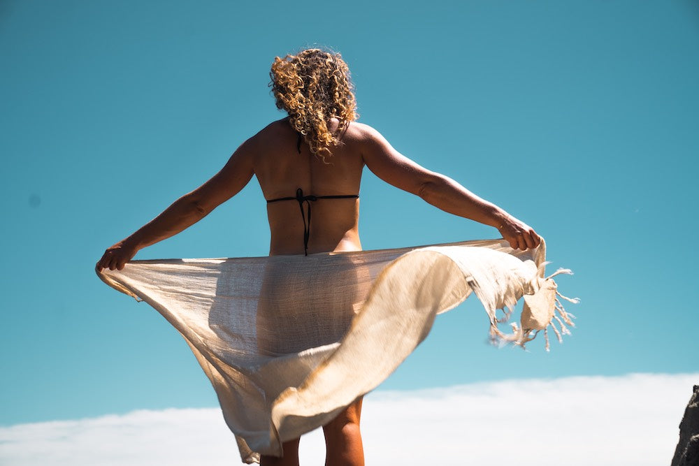 Ramie Sarong - Made from plant fibres - natural beach cover up, travel wrap - scarf - malia the label