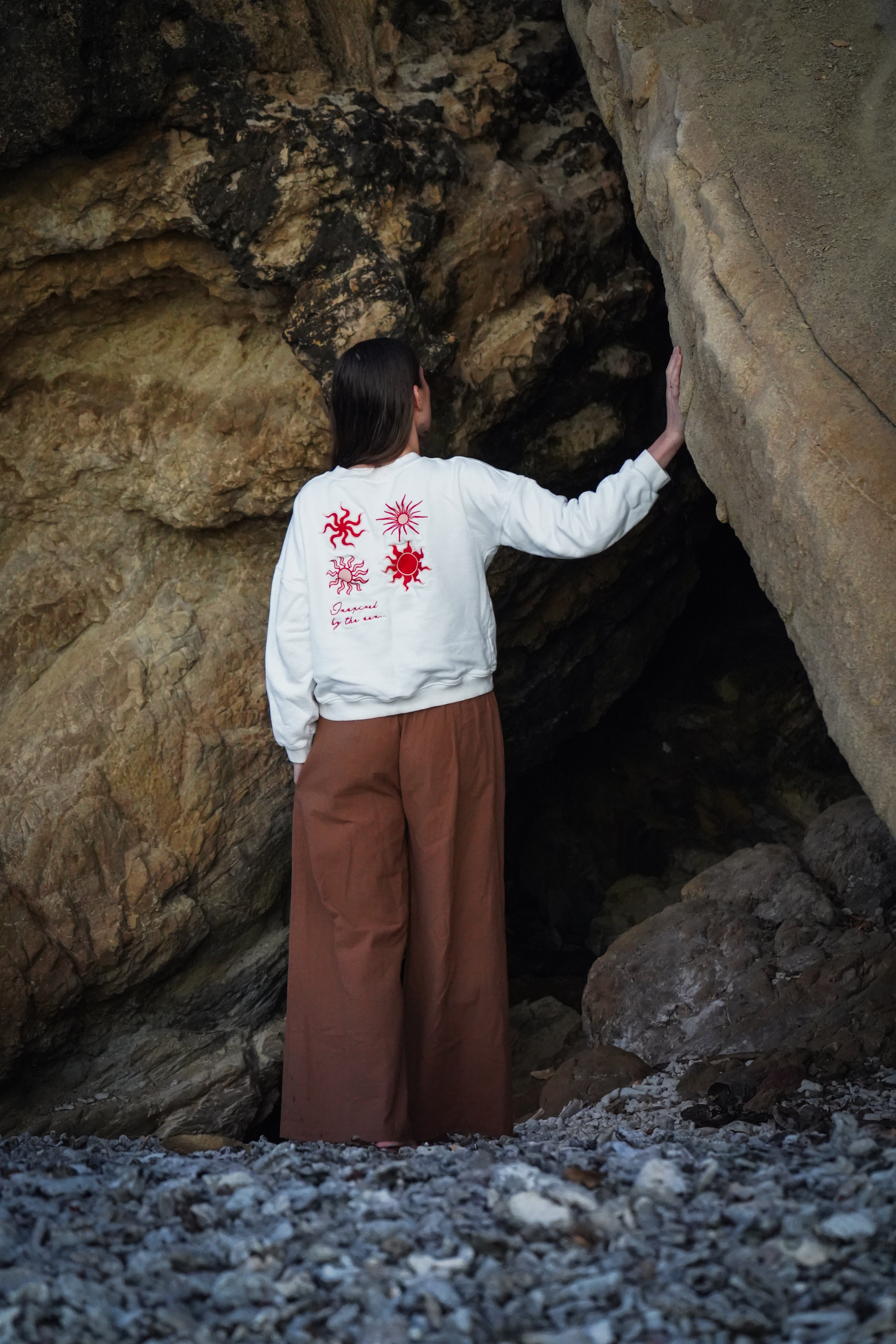 Inspired by the sun embroidered Malia the Label jumper crafted from 100% natural cotton. Slow fashion designed for timeless, versatile and sutainable wear.