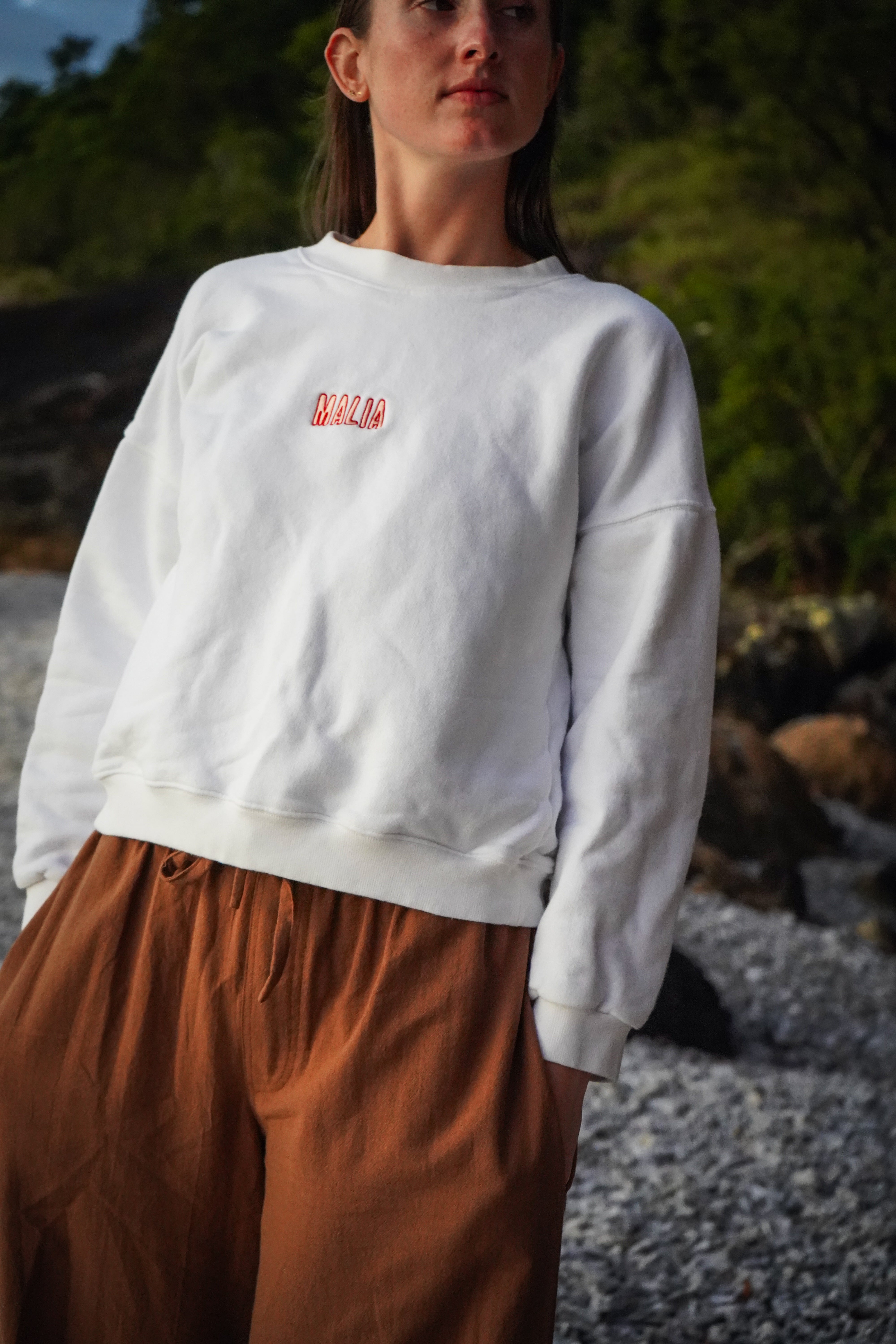 Malia the label 100% cotton fleece jumper  - perfect for lightweight layering. Slow fashion for a better planet, designed on the South Coast of NSW