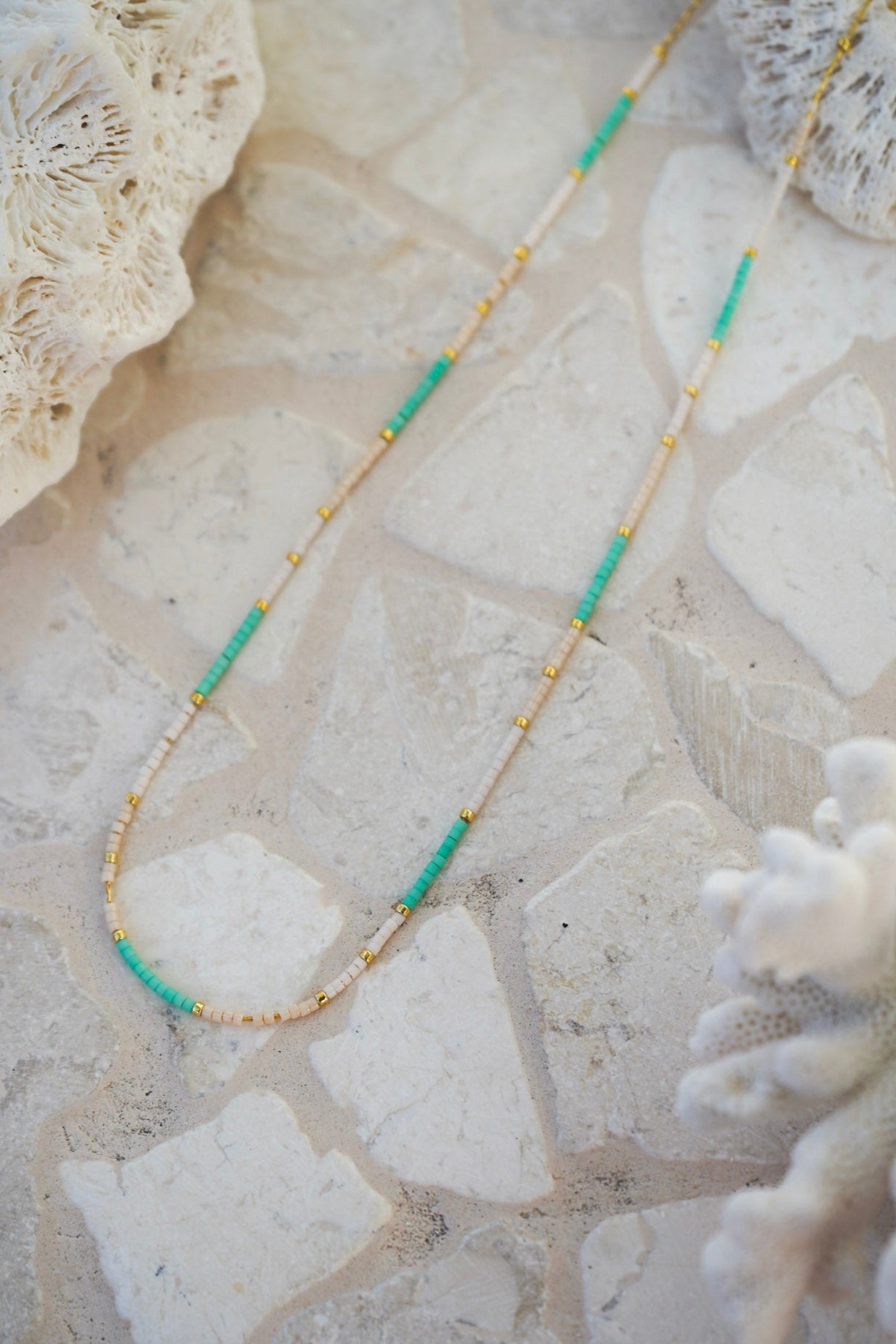 Mykonos beaded necklace by Malia the label - handcrafted from miyuki beads, this is an everyday staple jewellery piece.