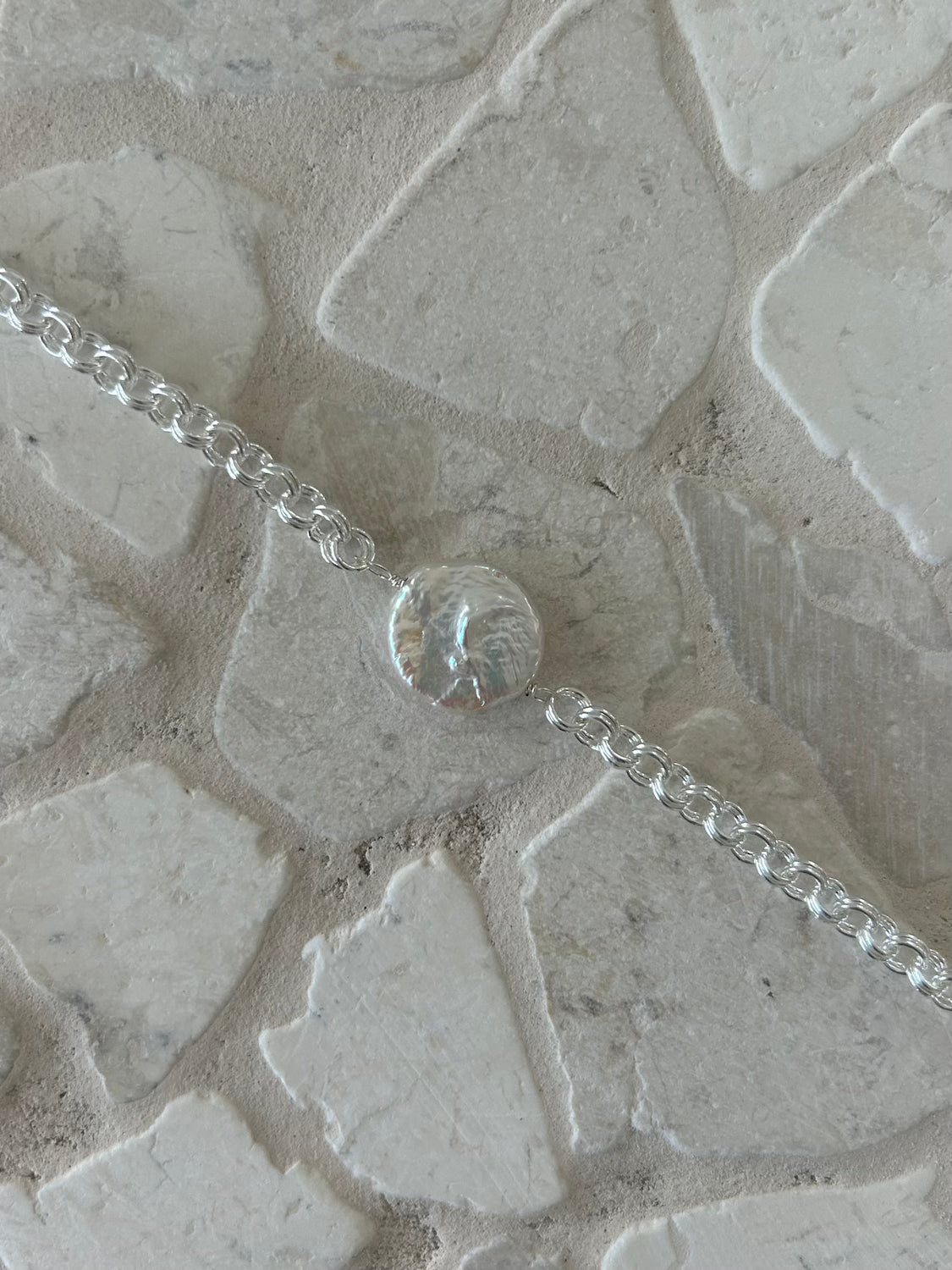 Sterling silver plated chain & pearl bracelet - Malia Jewellery