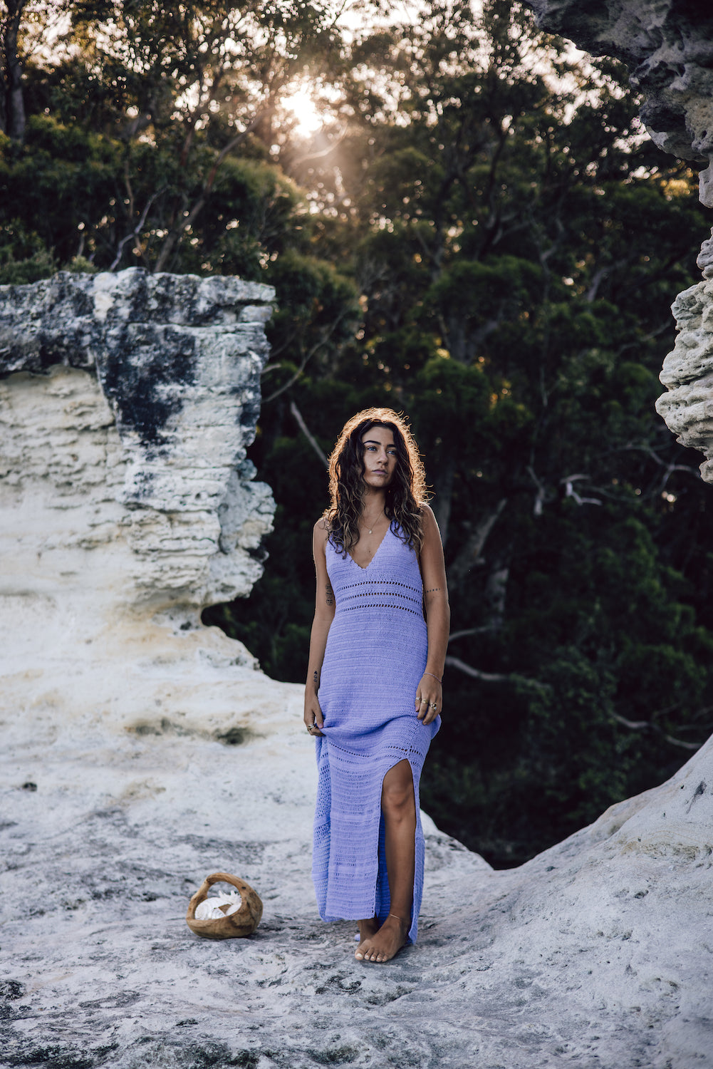 Kaia Lilac Crochet Maxi Dress - Malia The Label