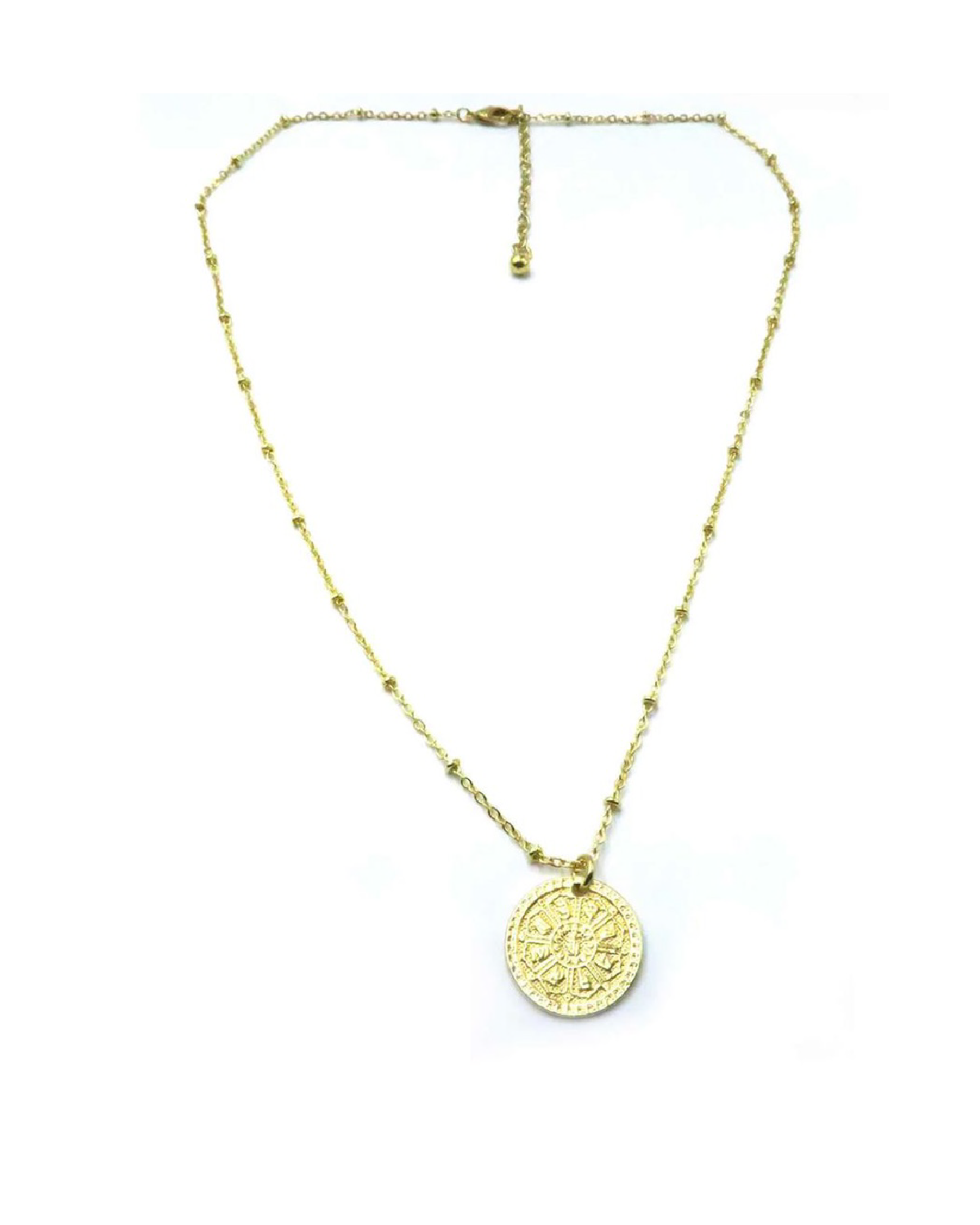 ball detailed chain necklace from 18k gold plating - detailed curcle pendant - Malia the label