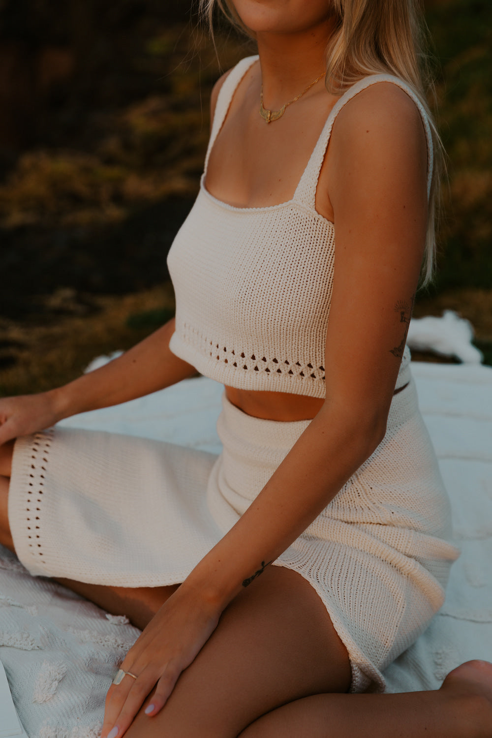Mae Knit Crop white - slow fashion knit design - 100% natural cotton - Malia The Label
