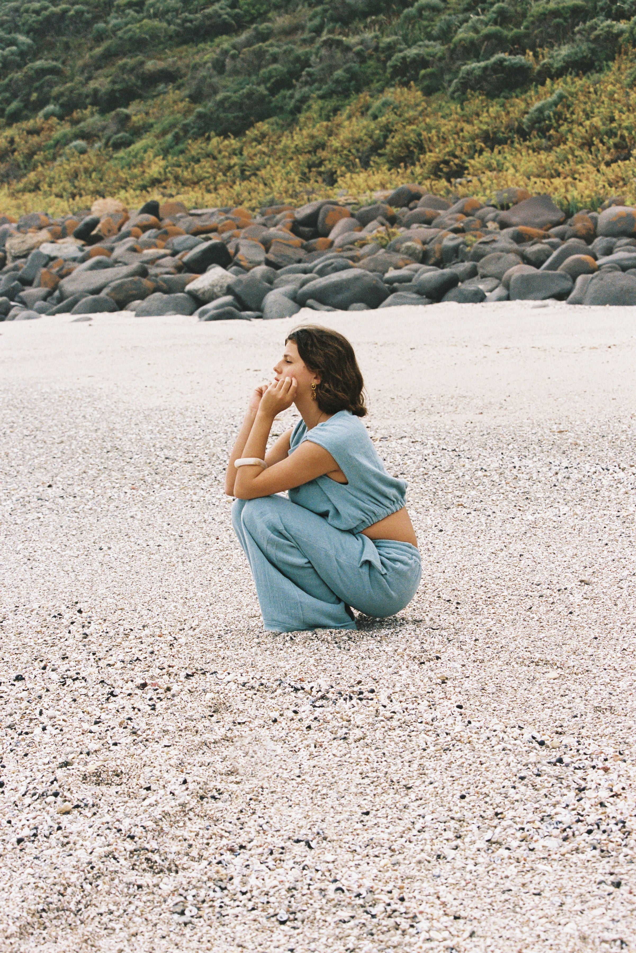 Malia the label Slow fashion - comfy matching set in seamist blue colour - ramie fabric