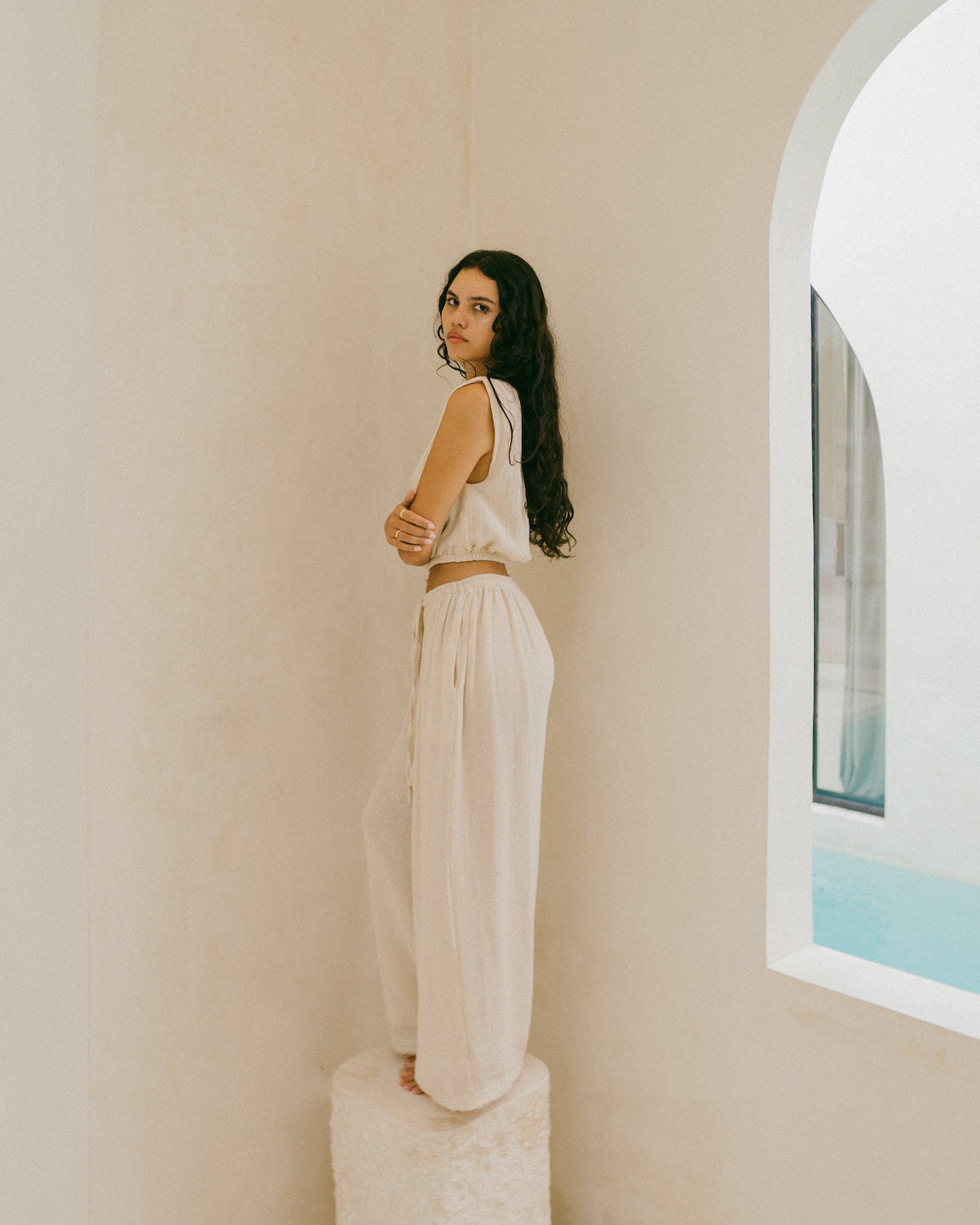 Slow Fashion brand - Malia the label - natural ramie set - matching top and pants for comfortable wear