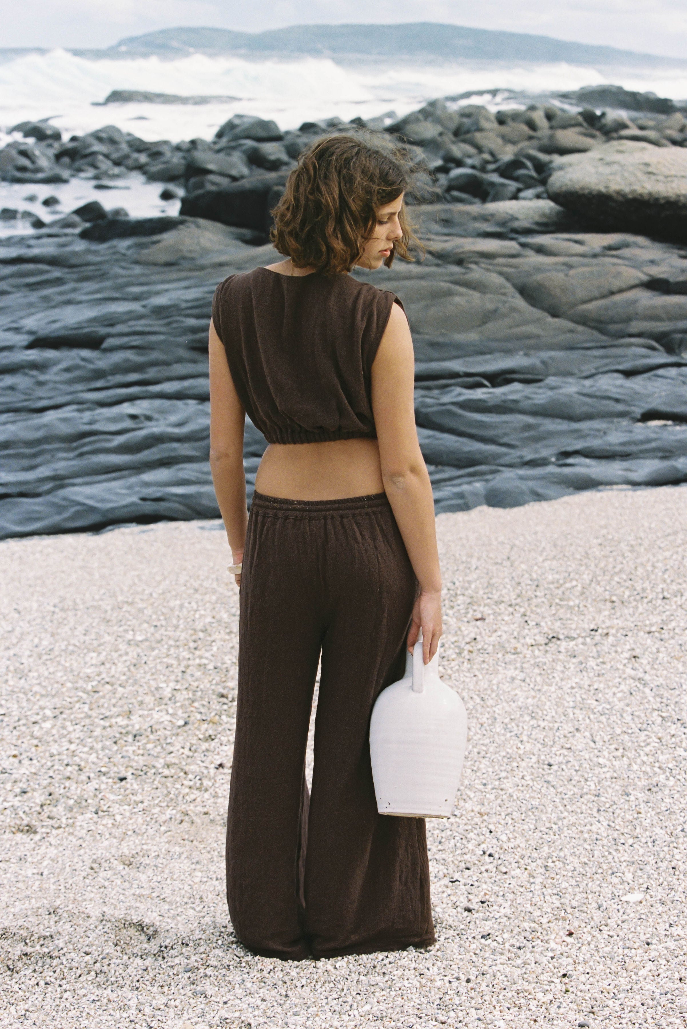 Rich chocolate brown set made from ramie plant - natural clothing by Malia The label