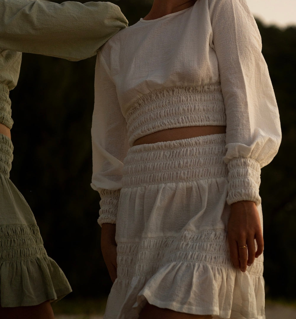 Odette Skirt White - Malia The Label - Slow Fashion natural cotton linen