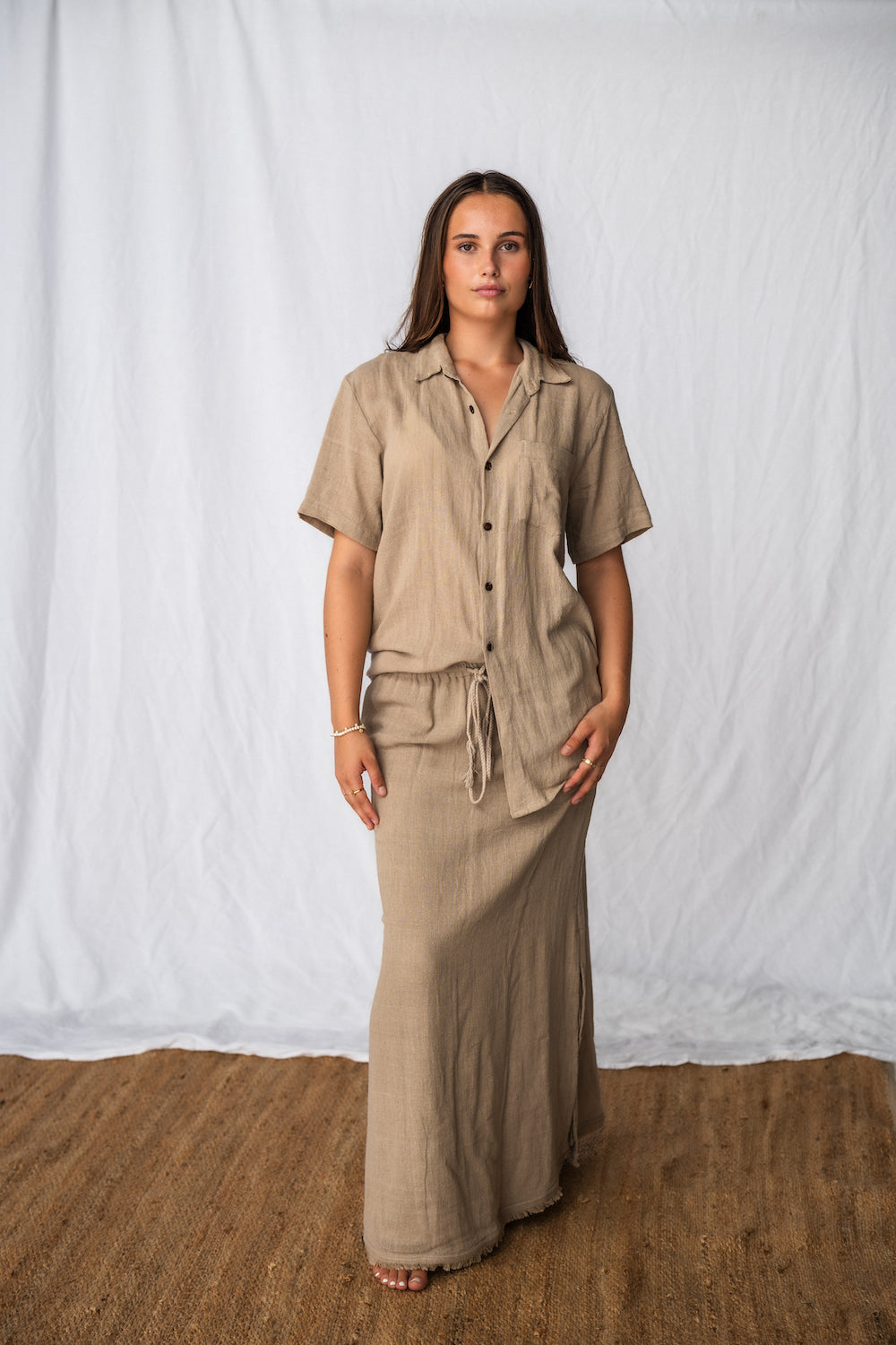 Sienna Maxi Skirt Taupe - Malia The Label - Slow Fashion designed on the South Coast