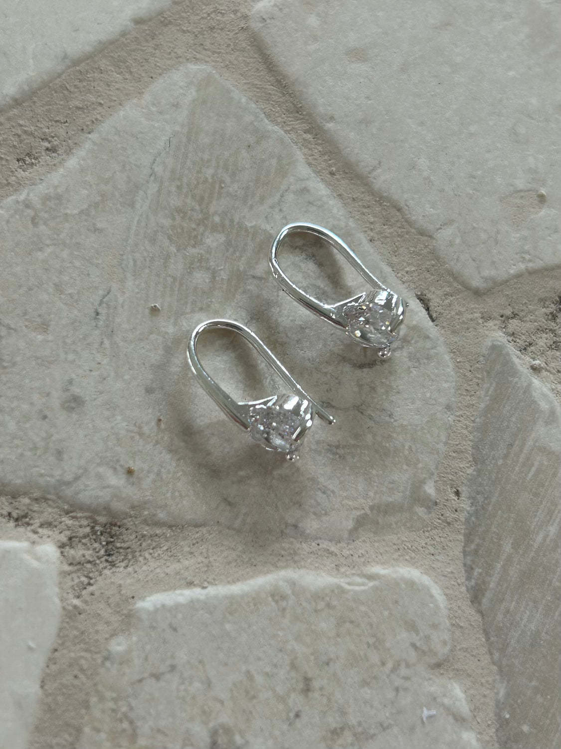 Delia Earrings - Sterling Silver Plated with rhinestone detail