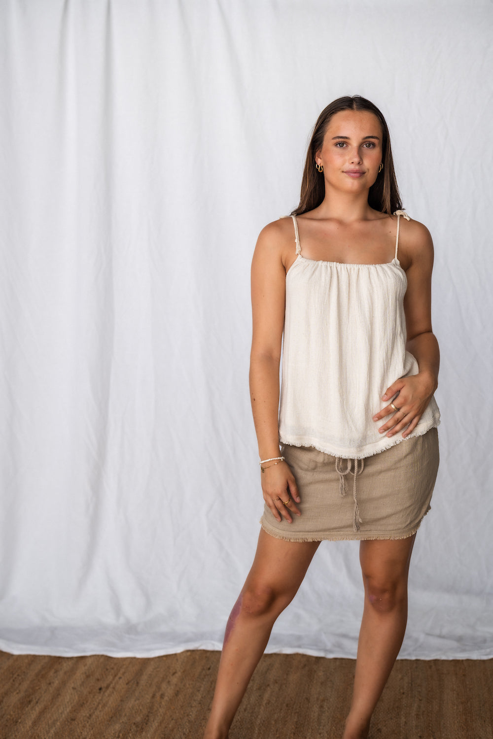Sienna Mini Skirt Taupe - Sustainably made from plants - slow fashion