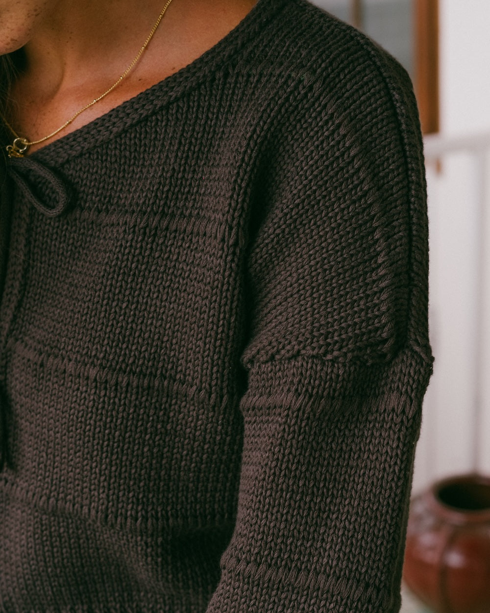 Winnie knit cardigan detailed with horizontal knit lines - tie up cropped jumper by Malia the label