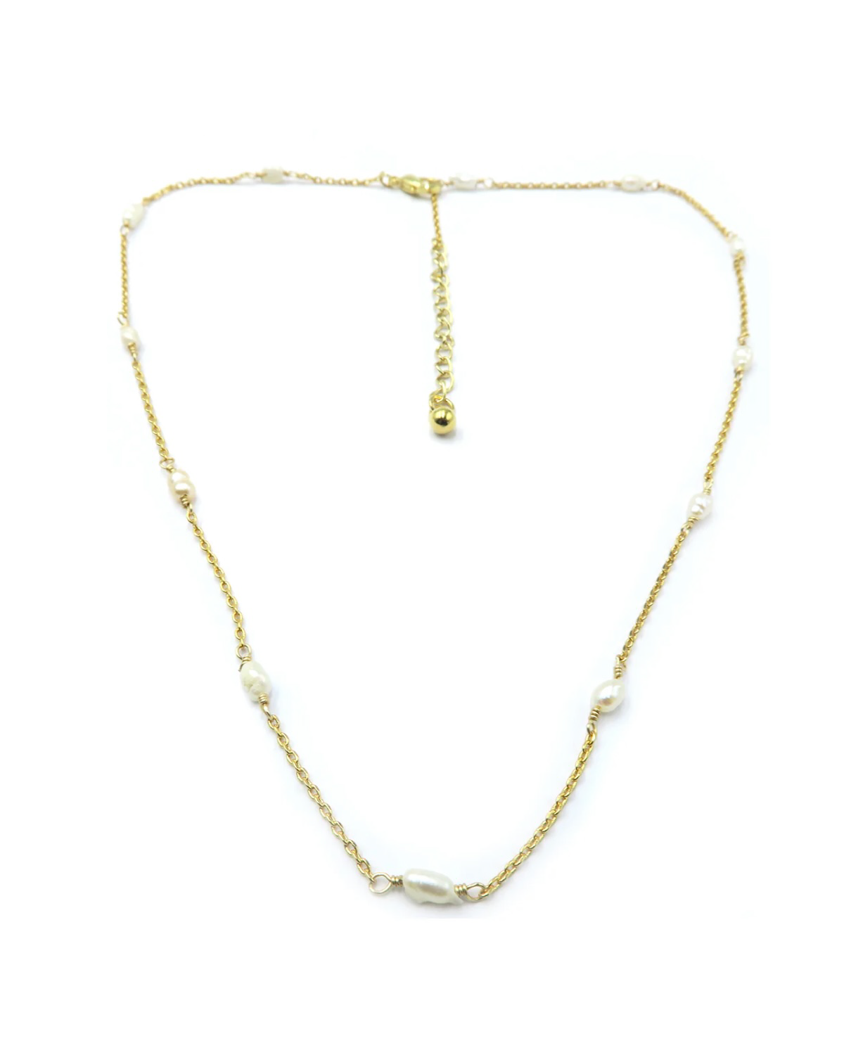 Payton Necklace - 18k gold plated necklace with pearl details. - Malia the label